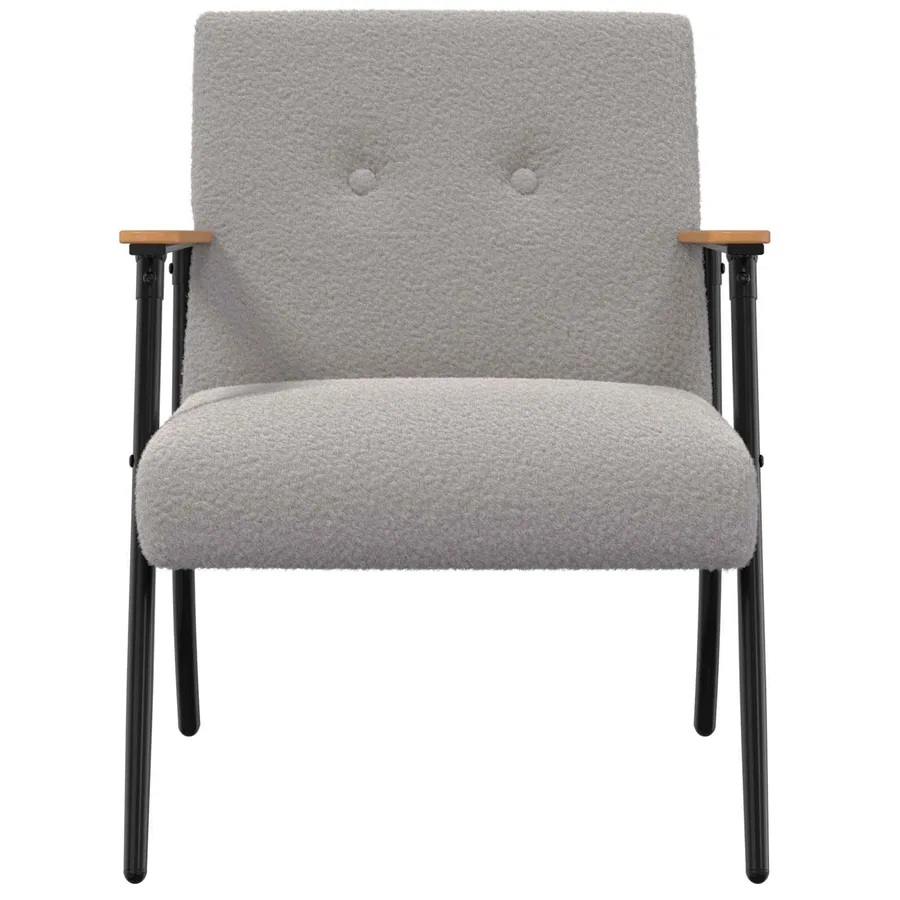 fauteuil Gris clair Tissu ressemblant à de la laine bouclée - 3