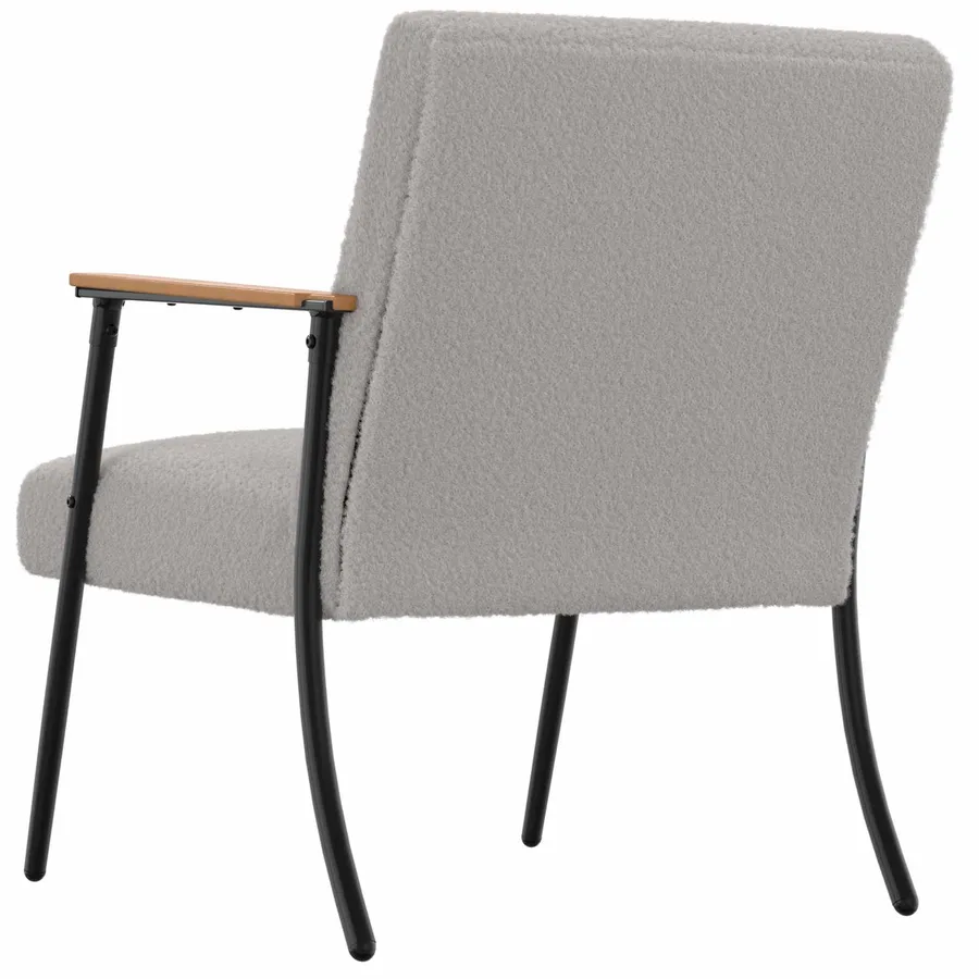 fauteuil Gris clair Tissu ressemblant à de la laine bouclée - 5