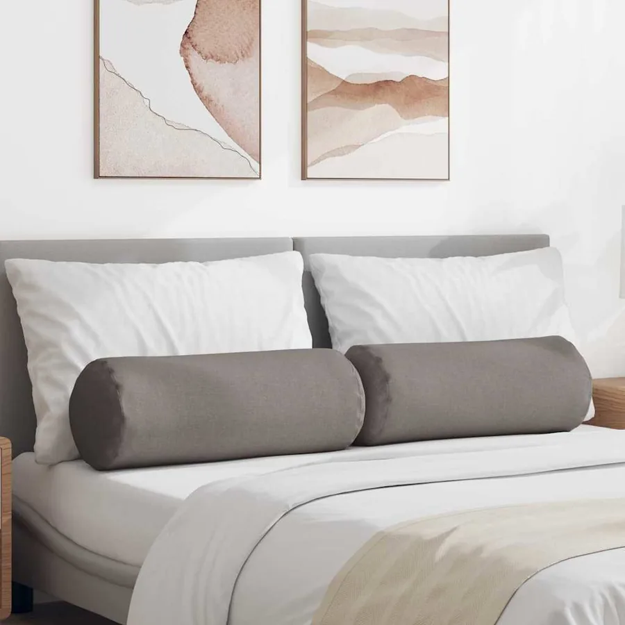 Coussins d'accent 2 pcs Taupe Ø 25 x 70 cm tissu