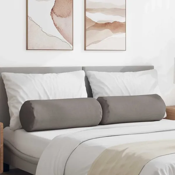 Coussins d'accent 2 pcs Taupe Ø 25 x 70 cm tissu