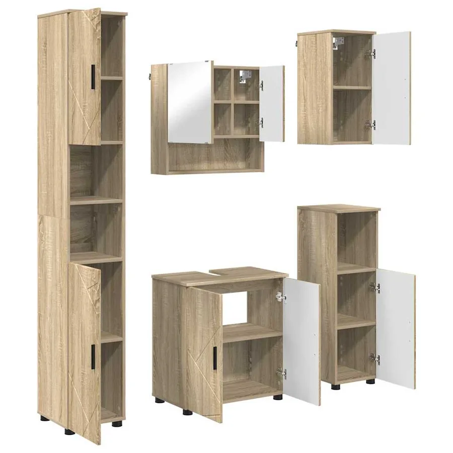 Ensemble de mobilier de salle de bain 5 pcs Chêne Sonoma - 2