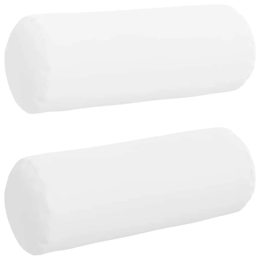 Coussins d'accent 2 pcs Blanc Ø 25 x 70 cm tissu - 2