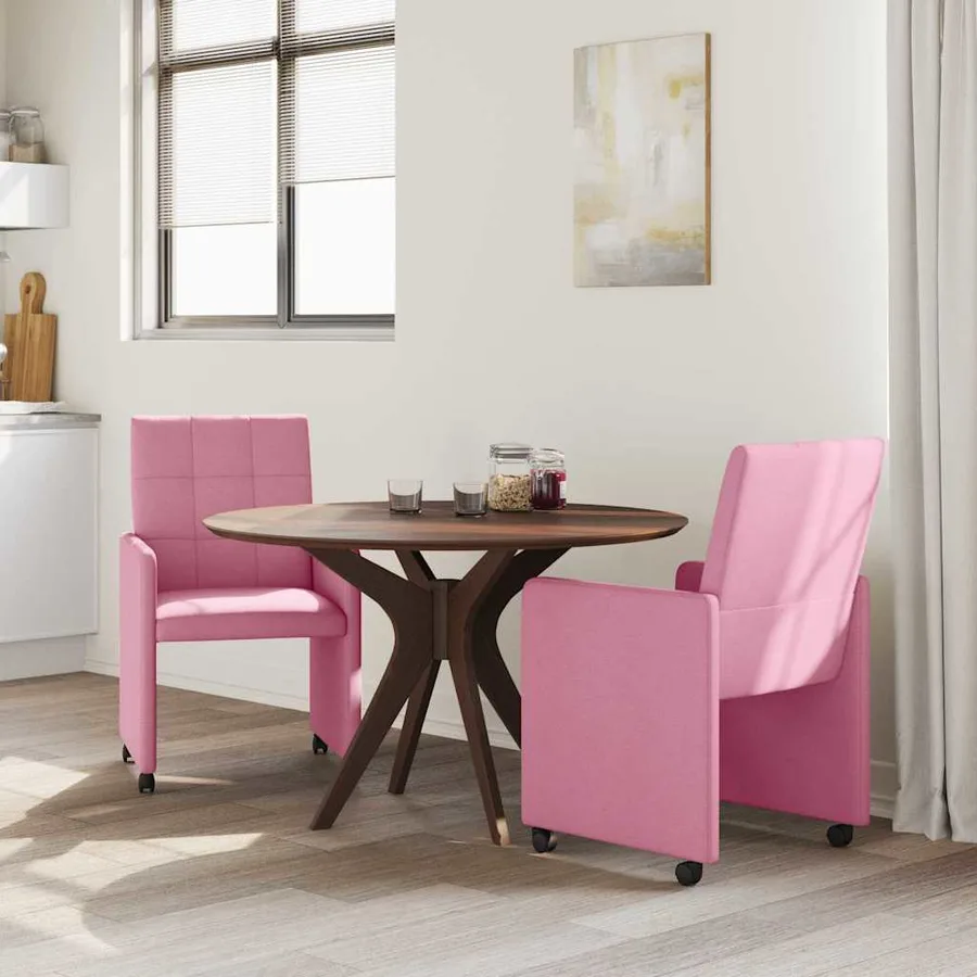 Chaises de Salle à Manger avec Roues 2 pcs Rose 58 x 65 x 94 cm - 3