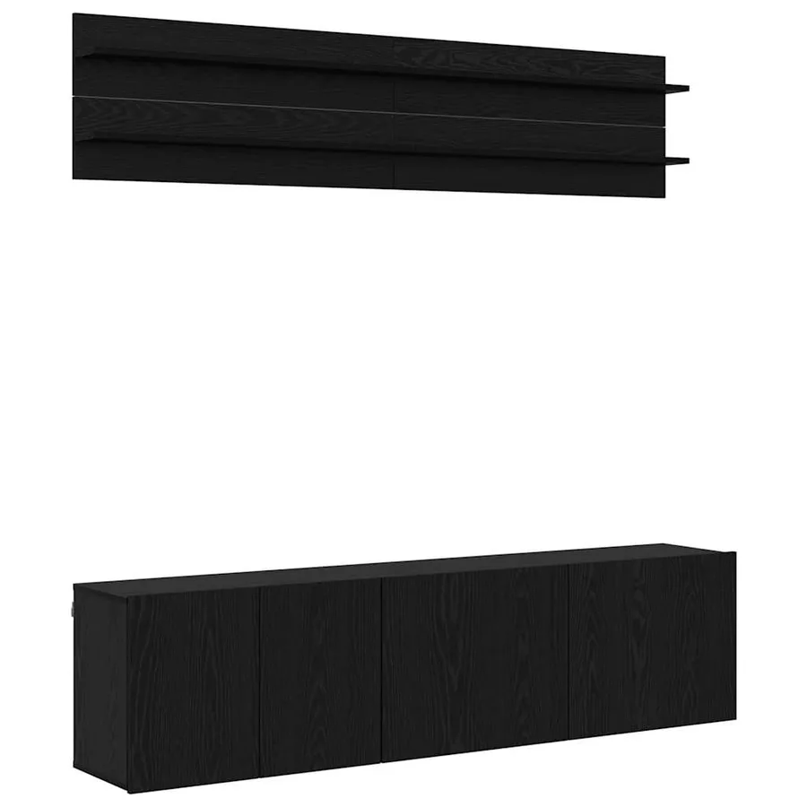 Unites TV Montage mural 6 pcs Chêne noir Bois d'ingénierie - 2