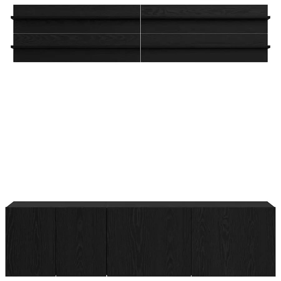 Unites TV Montage mural 6 pcs Chêne noir Bois d'ingénierie - 9