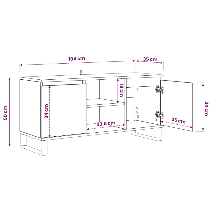 Meuble TV Chêne noir 104 x 35 x 50 cm Bois d'ingénierie - 12