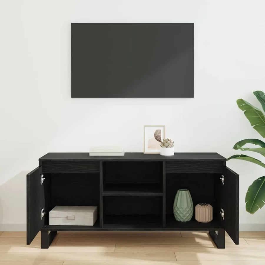 Meuble TV Chêne noir 104 x 35 x 50 cm Bois d'ingénierie - 4