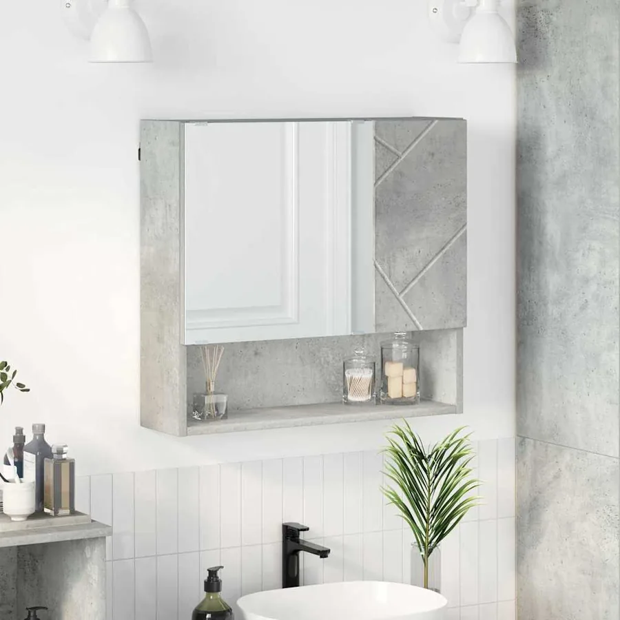 Armoire Miroir Gris béton 59 x 17 x 55 cm Bois d'ingénierie
