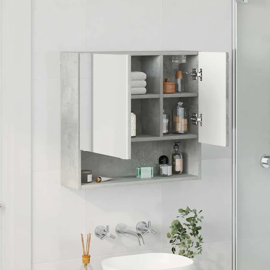 Armoire Miroir Gris béton 59 x 17 x 55 cm Bois d'ingénierie - 4