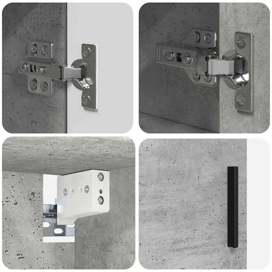 Ensemble de mobilier de salle de bain 4 pcs Gris béton - 10