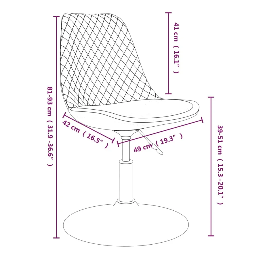 Chaises à manger pivotantes lot de 4 Gris clair Velours - 10