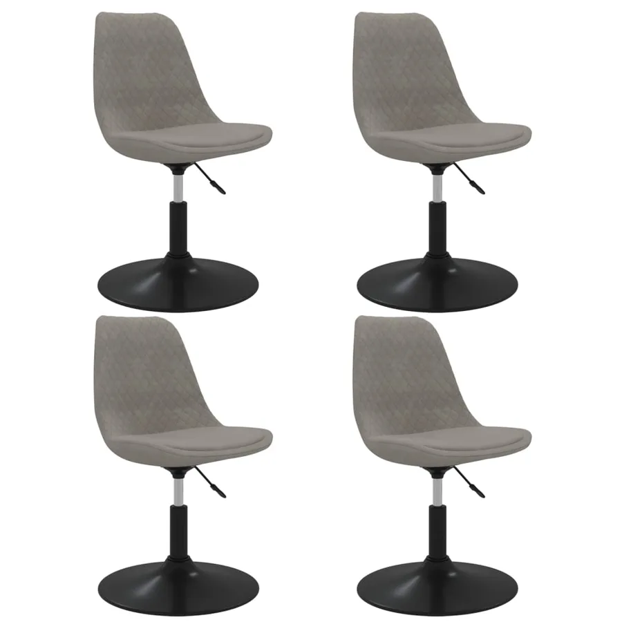 Chaises à manger pivotantes lot de 4 Gris clair Velours - 2