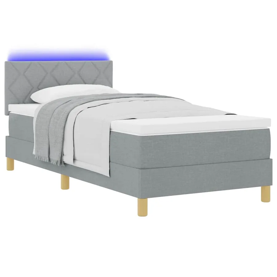 Lit à ressort LED avec bandes LED Gris clair 90 x 190 cm tissu - 3