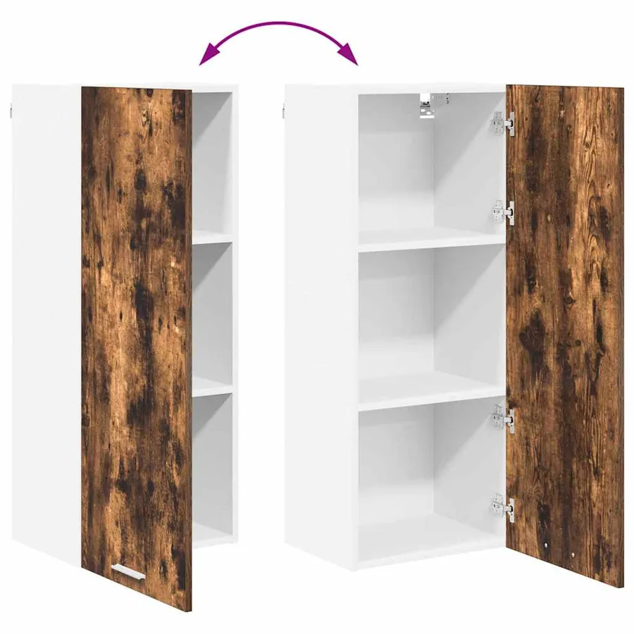 Armoire suspendue Chêne fumé 40 x 31 x 100 cm Bois d'ingénierie - 11