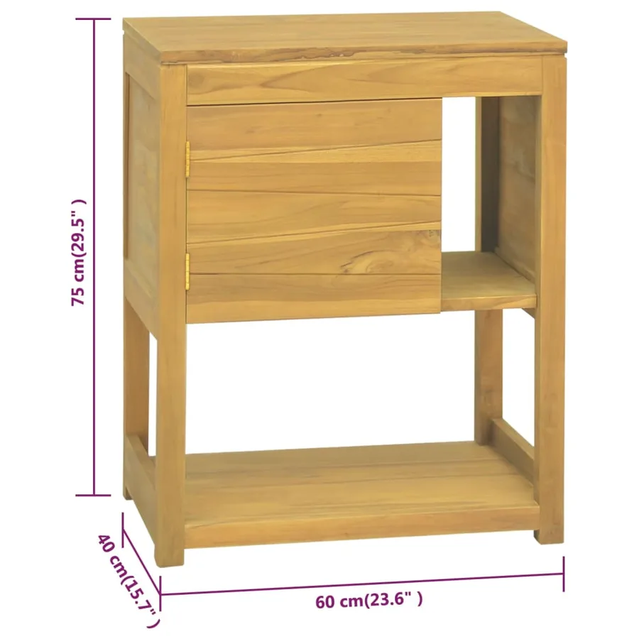 Armoire de salle de bain 60x40x75 cm bois de teck solide - 8
