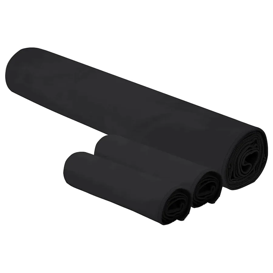Set de serviettes de sport 3 pcs Noir Polyester et Polyamide - 2