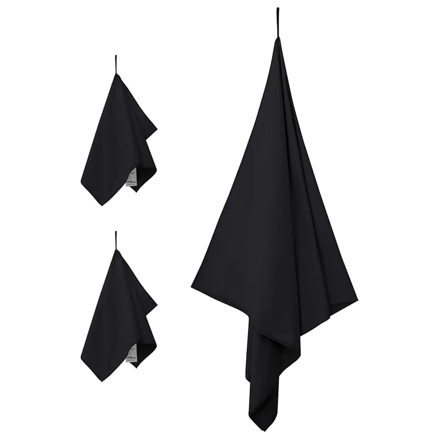 Set de serviettes de sport 3 pcs Noir Polyester et Polyamide - 3