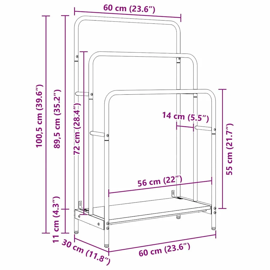 Porte-vêtements avec étagère Chêne Sonoma 60 x 30 x 100,5 cm - 12