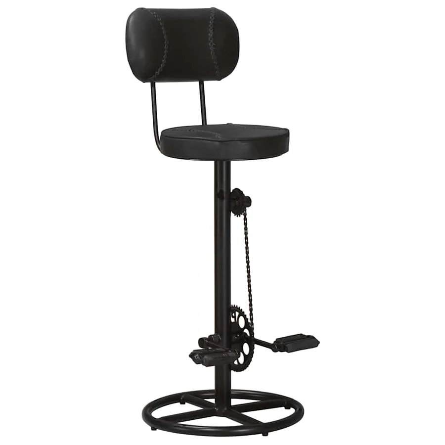 Tabourets de bar lot de 2 noir cuir de chèvre véritable - 2