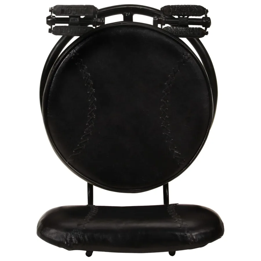 Tabourets de bar lot de 2 noir cuir de chèvre véritable - 8