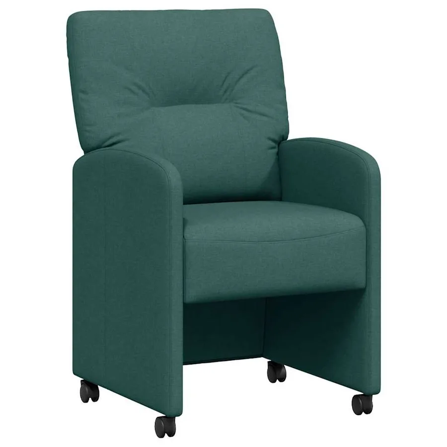Chaises de Salle à Manger avec Roues 2 pcs Vert foncé tissu - 2