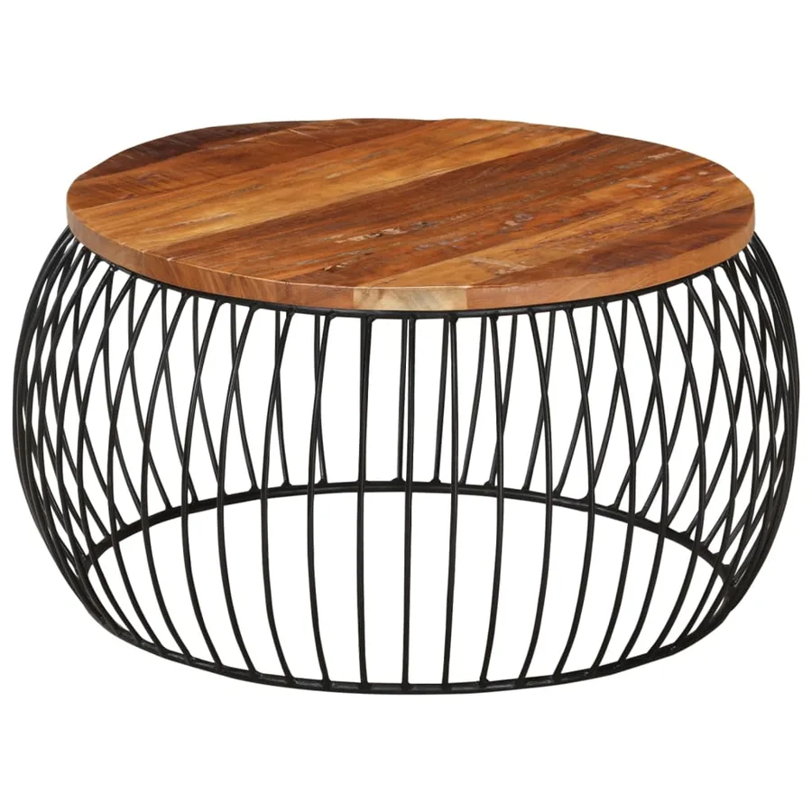Table basse Ø68 cm Bois de récupération solide - 10