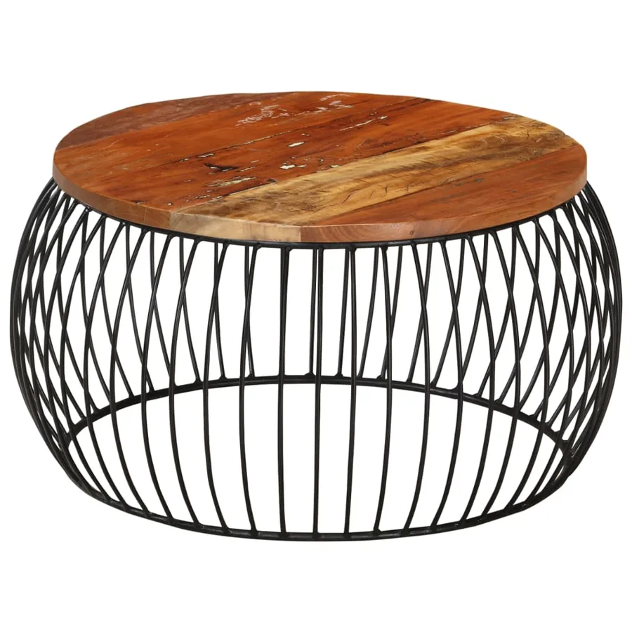 Table basse Ø68 cm Bois de récupération solide - 11