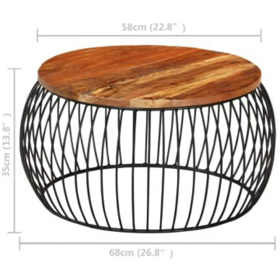 Table basse Ø68 cm Bois de récupération solide - 7