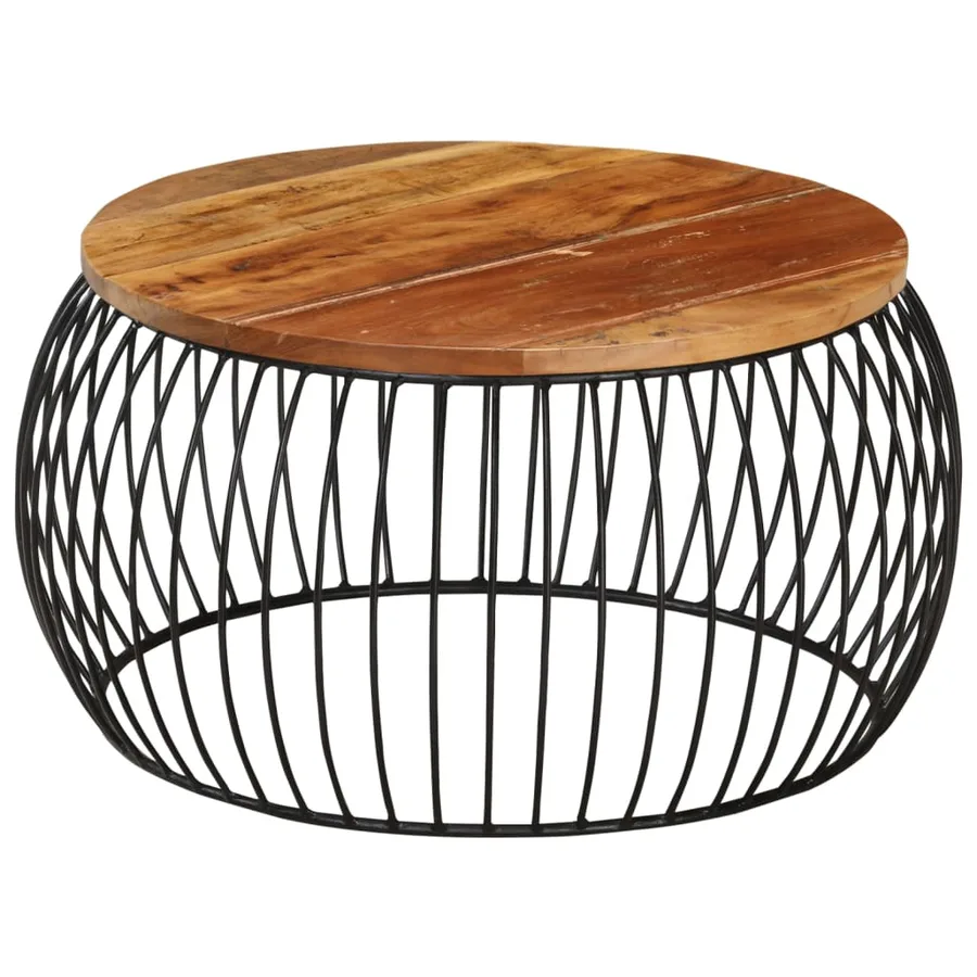 Table basse Ø68 cm Bois de récupération solide - 8