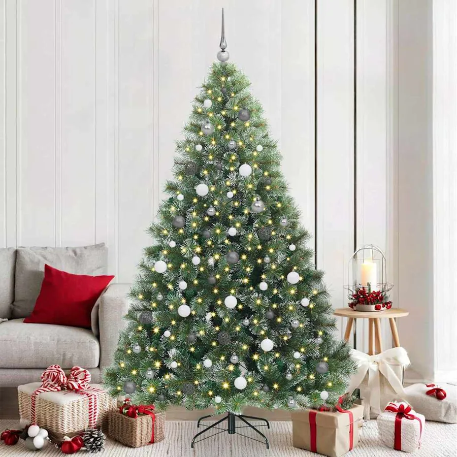 Sapin de Noël artificiel avec 300 LED Vert 210 cm PE et PVC