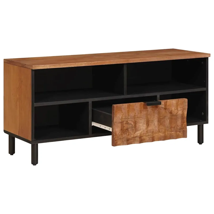 Meuble TV avec tiroir Finition Acacia Brun 100 x 33 x 46 cm - 2