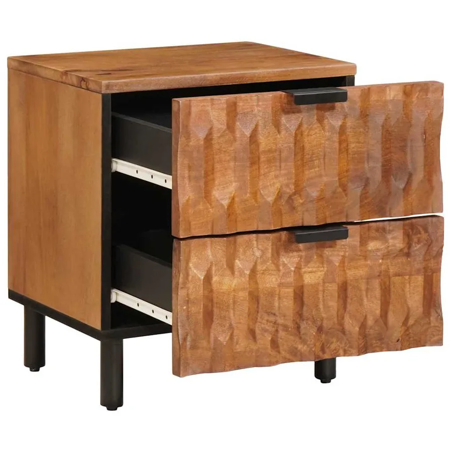 Cabinet de chevet Marron 40 x 33 x 46 cm Bois de mangue massif - 2