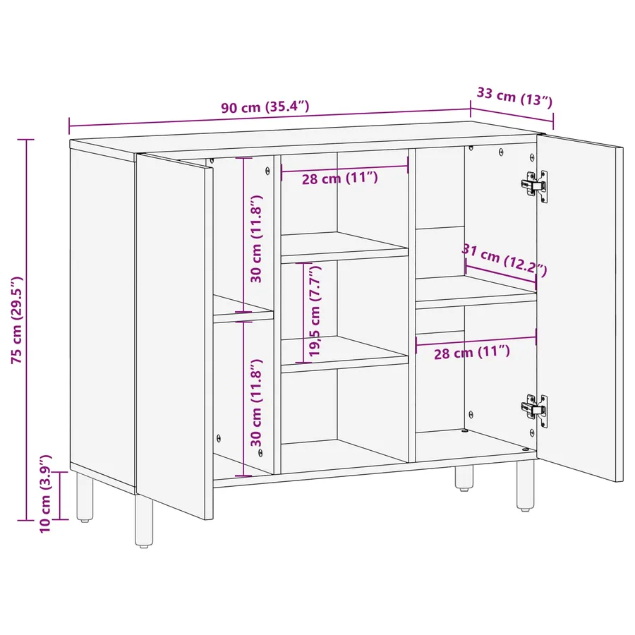 Buffet avec étagère Finition Acacia Brun 90 x 33 x 75 cm - 11