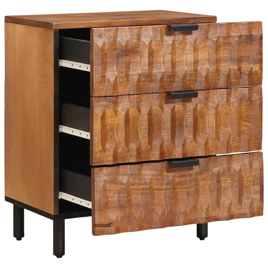 Cabinet de chevet Marron 50 x 33 x 62 cm Bois de mangue massif - 2