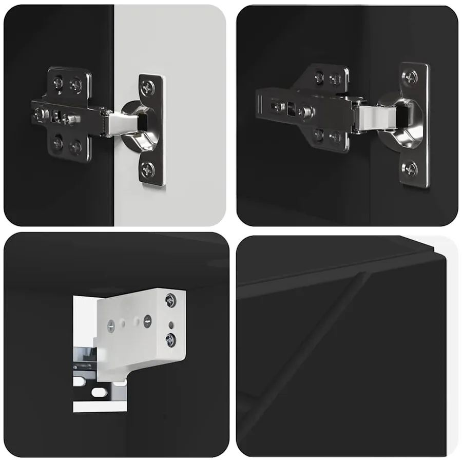 Ensemble de mobilier de salle de bain Montage mural 4 pcs Noir - 10