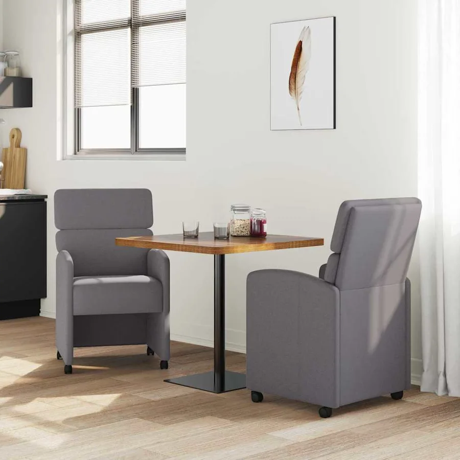 Chaises de Salle à Manger avec Roues 2 pcs Gris 58 x 65 x 98 cm - 3