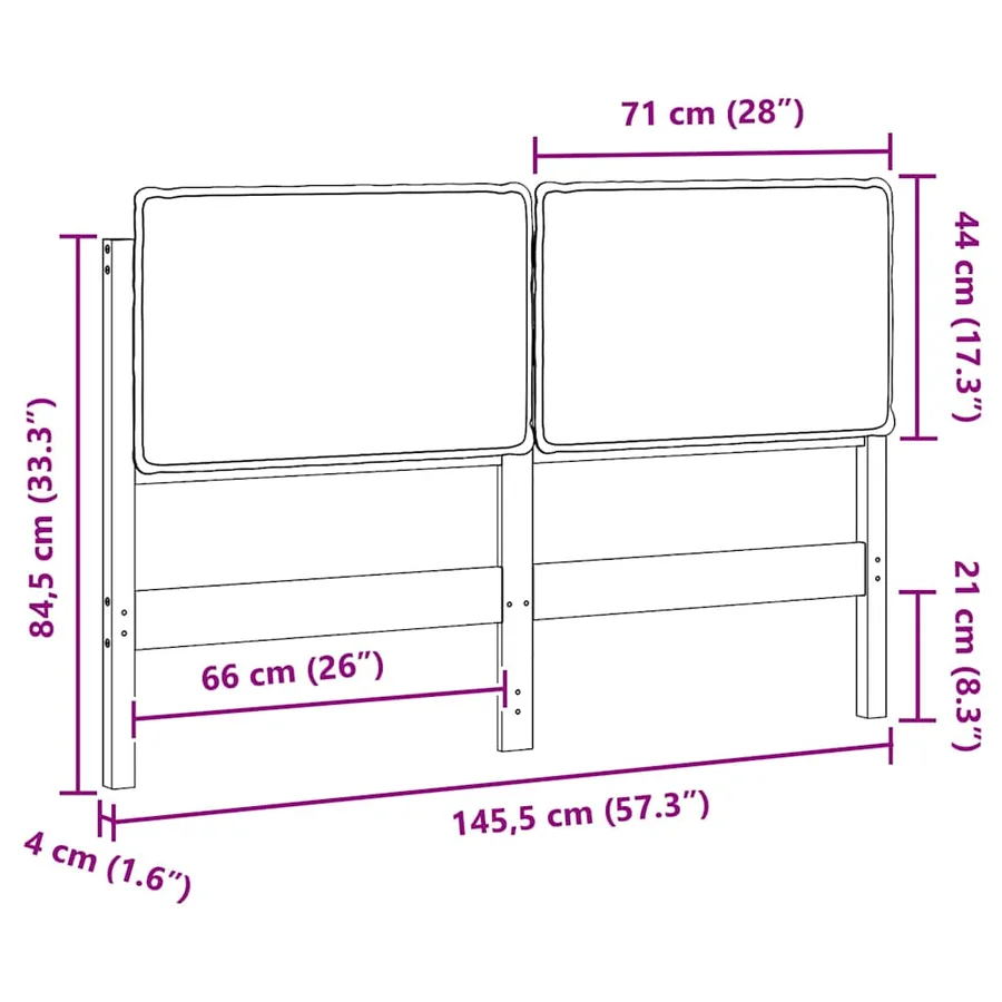 Tête de lit capitonnée Blanc et gris clair 140 cm Pin massif - 13