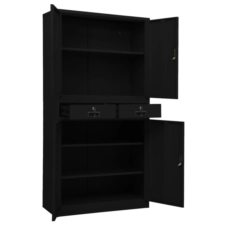 Armoire de bureau Noir 90x40x180 cm Acier - 6