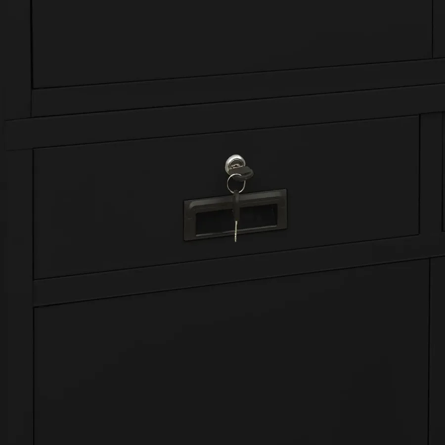 Armoire de bureau Noir 90x40x180 cm Acier - 9