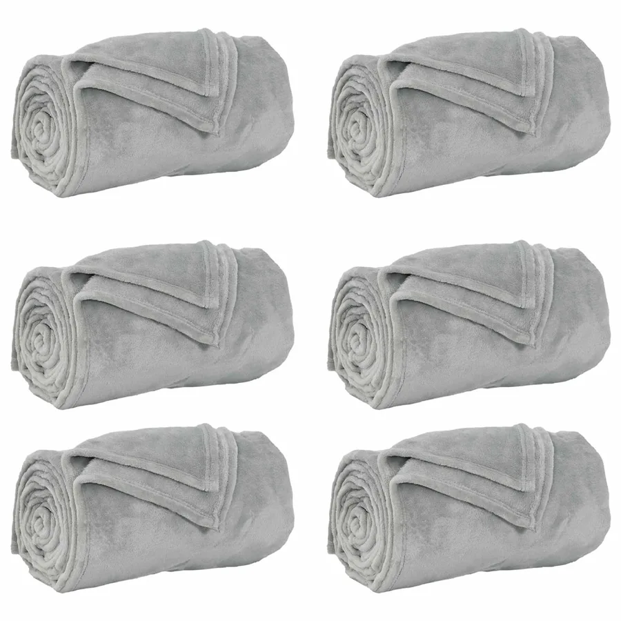 Couvertures à jeter 6 pcs Gris 150 x 200 cm Toison - 2
