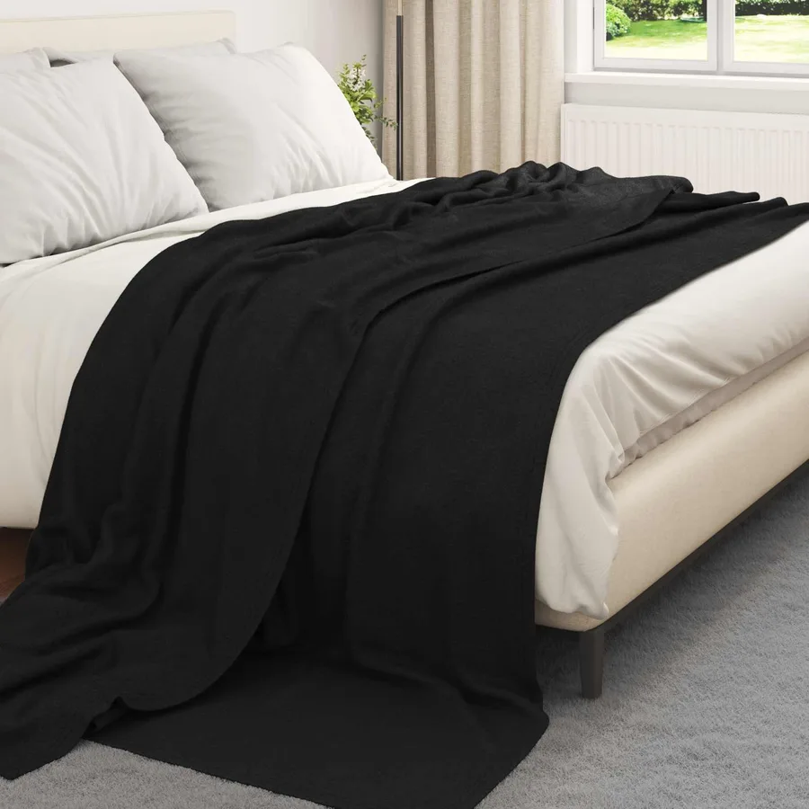 Couvertures à jeter 6 pcs Noir 240 x 220 cm Toison - 3