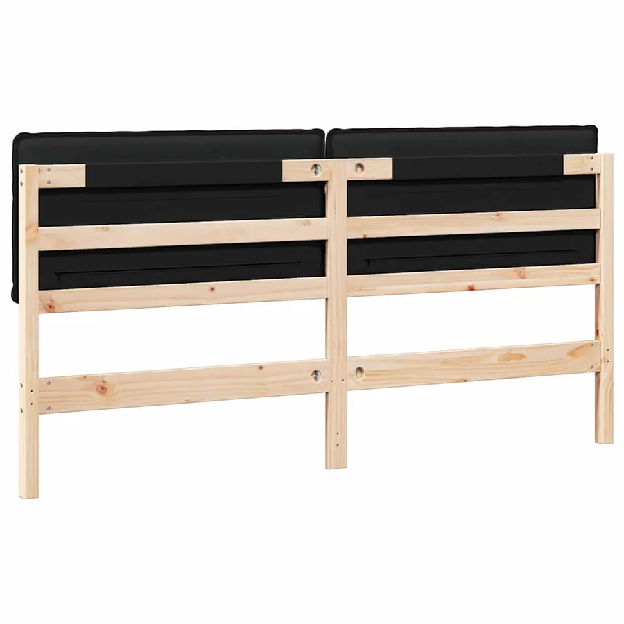 Tête de lit capitonnée Naturel et Noir 200 cm Pin massif - 6