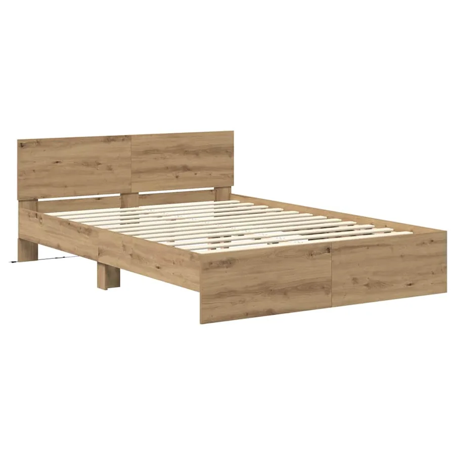 Cadre de lit Chêne artisanal 120 x 190 cm Bois d'ingénierie - 5