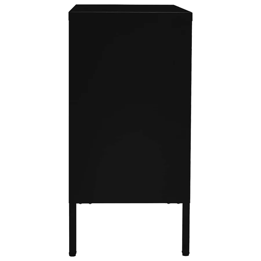 Buffet Noir 75x35x70 cm Acier et verre trempé - 4