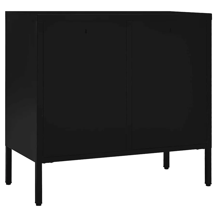 Buffet Noir 75x35x70 cm Acier et verre trempé - 5