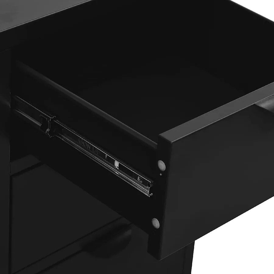 Buffet Noir 75x35x70 cm Acier et verre trempé - 8