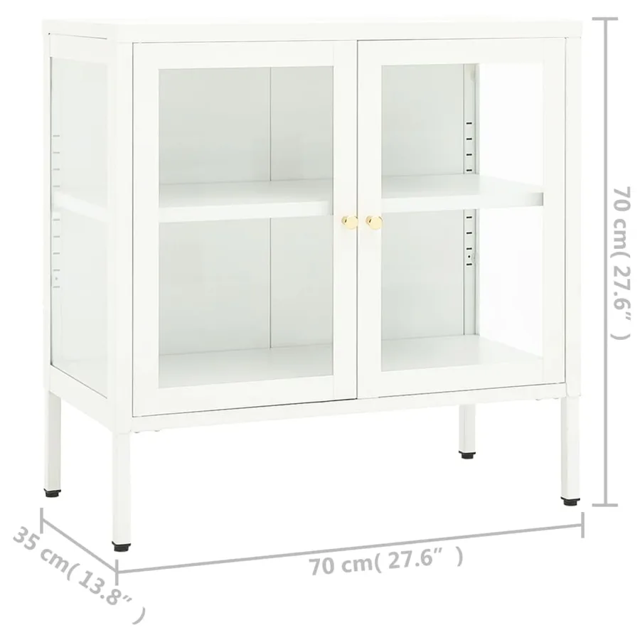 Buffet Blanc 70x35x70 cm Acier et verre - 10
