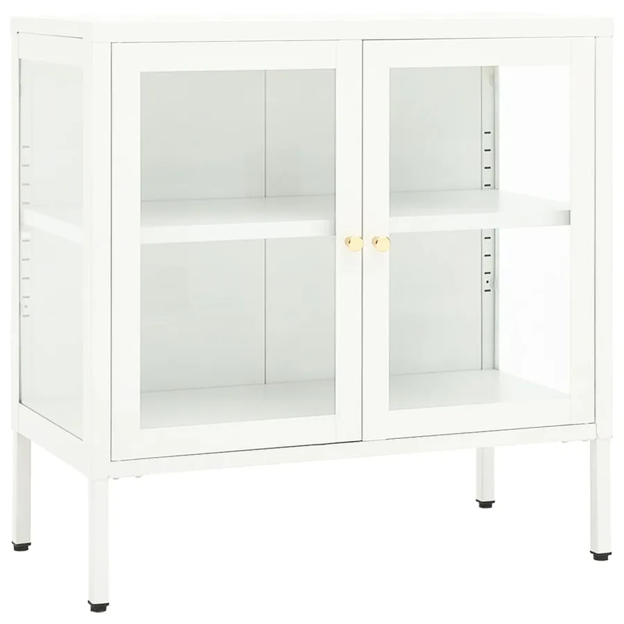 Buffet Blanc 70x35x70 cm Acier et verre - 2