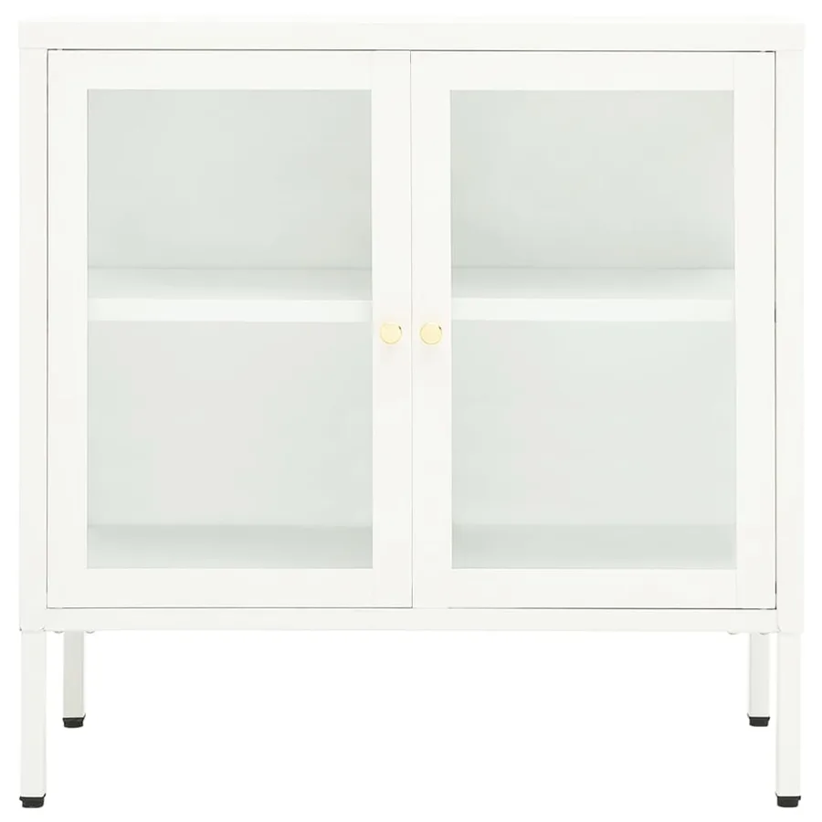 Buffet Blanc 70x35x70 cm Acier et verre - 3