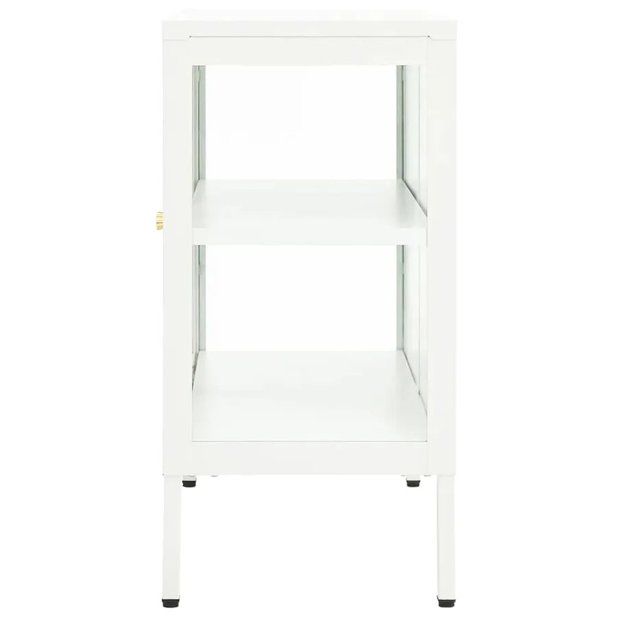 Buffet Blanc 70x35x70 cm Acier et verre - 4